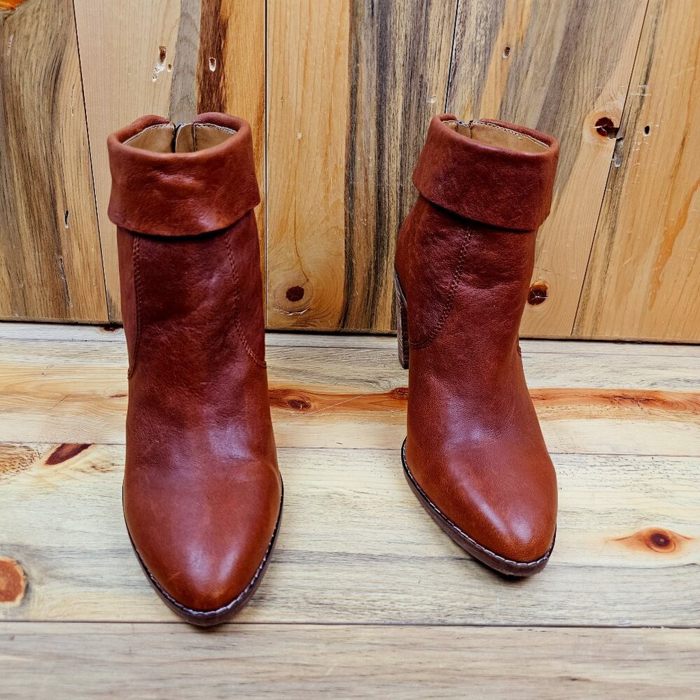 Lucky Brand Nycott Leather Stacked Heel Ankle Booties Women's Size 9